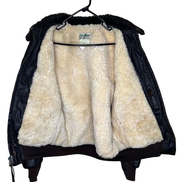 VTG LL Bean Aviator Jacket Shearling Goatskin - Picture 3 of 10